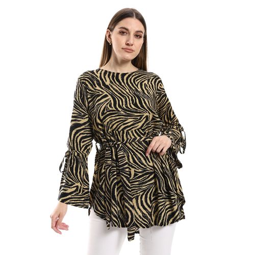 Women Tiger Blouse With Long Sleeves-Multicolour