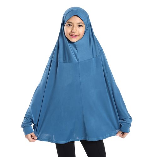 Plain Prayer Veil for Girls with Long Sleeves Navy blue