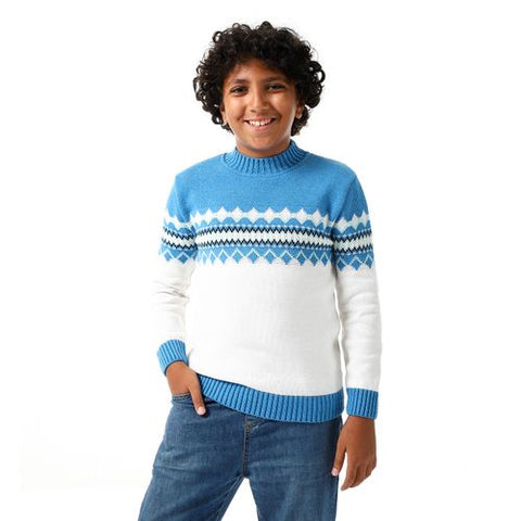 Wool Boys Pullover With Multi Design