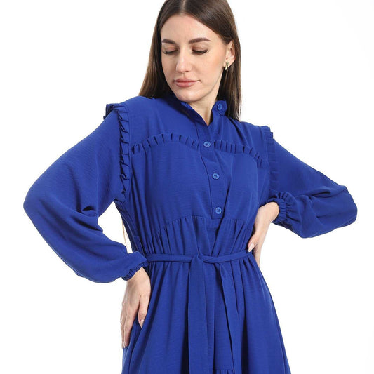 women dress with long sleeves. فستان حريمي طويل للمحجبات - فستان قطن حريمي