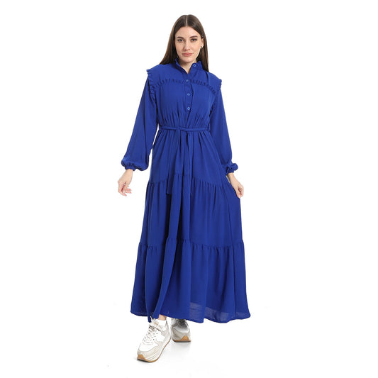 women dress with long sleeves. فستان حريمي طويل للمحجبات - فستان قطن حريمي