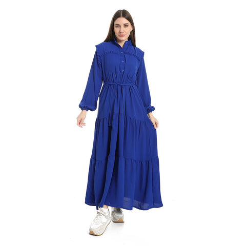 women dress with long sleeves. فستان حريمي طويل للمحجبات - فستان قطن حريمي