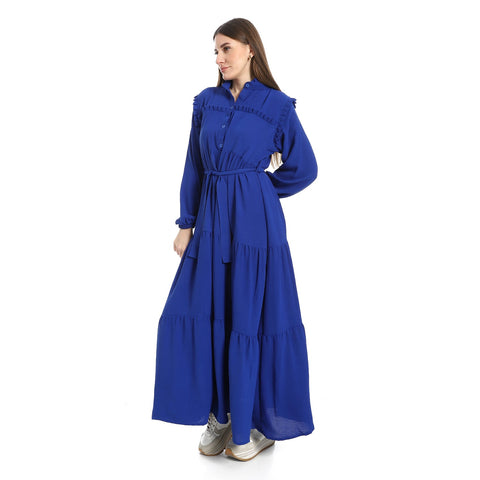 women dress with long sleeves. فستان حريمي طويل للمحجبات - فستان قطن حريمي