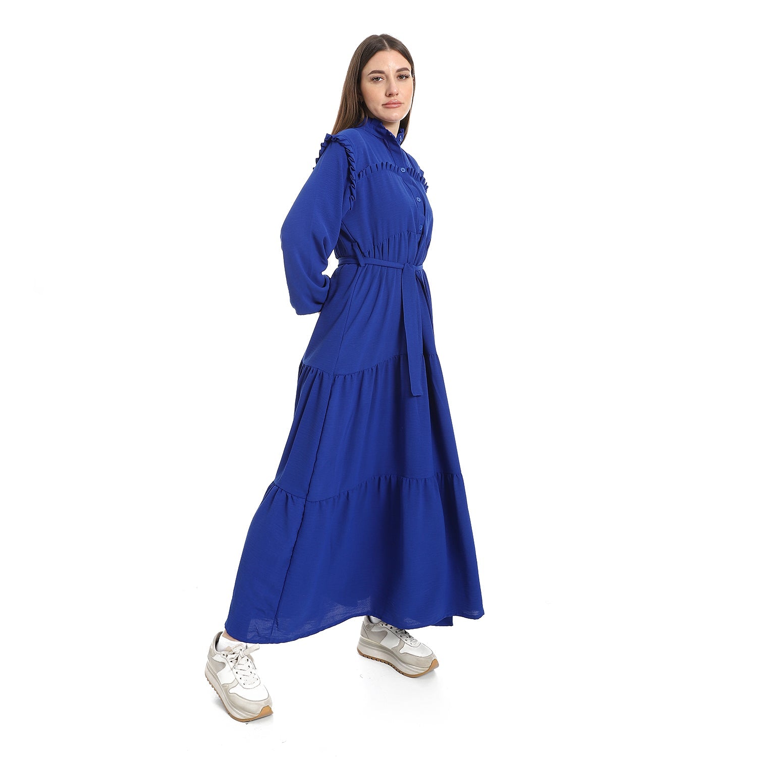 women dress with long sleeves. فستان حريمي طويل للمحجبات - فستان قطن حريمي