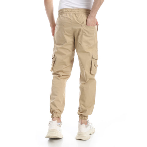 بنطلون رجالي جبردين بيج- بنطلون مريح رجالي بيج جبردين -Men's gabardine baggy style with side pockets