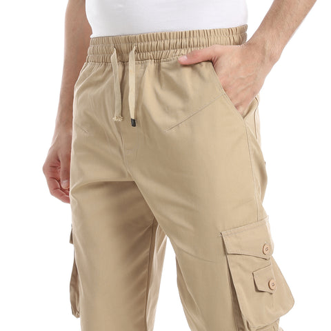 بنطلون رجالي جبردين بيج- بنطلون مريح رجالي بيج جبردين -Men's gabardine baggy style with side pockets