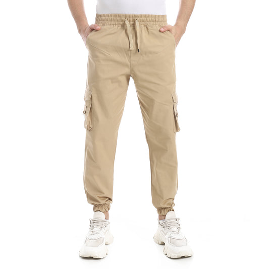 بنطلون رجالي جبردين بيج- بنطلون مريح رجالي بيج جبردين -Men's gabardine baggy style with side pockets