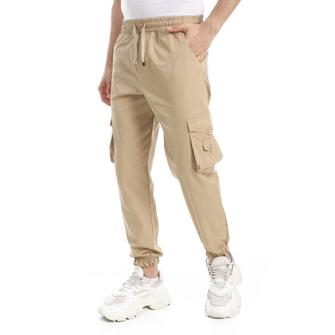 بنطلون رجالي جبردين بيج- بنطلون مريح رجالي بيج جبردين -Men's gabardine baggy style with side pockets