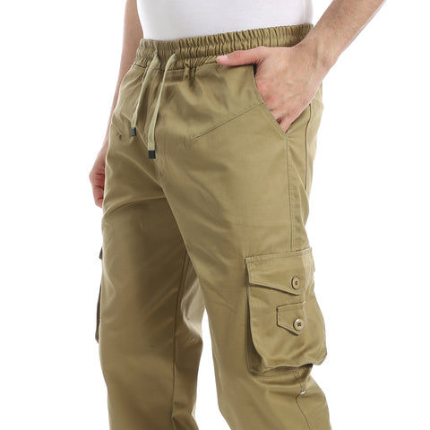 بنطلون رجالي جبردين زيتي- بنطلون مريح رجالي زيتي جبردين -Men's gabardine baggy style with side pockets