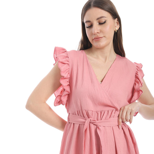 women casual dresses with v-neck and sleeveless , فستان حريمي بكات  رقبه على شكل v