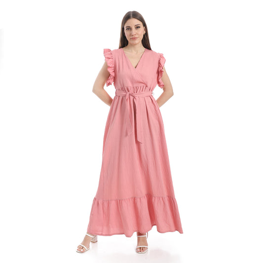 women casual dresses with v-neck and sleeveless , فستان حريمي بكات  رقبه على شكل v