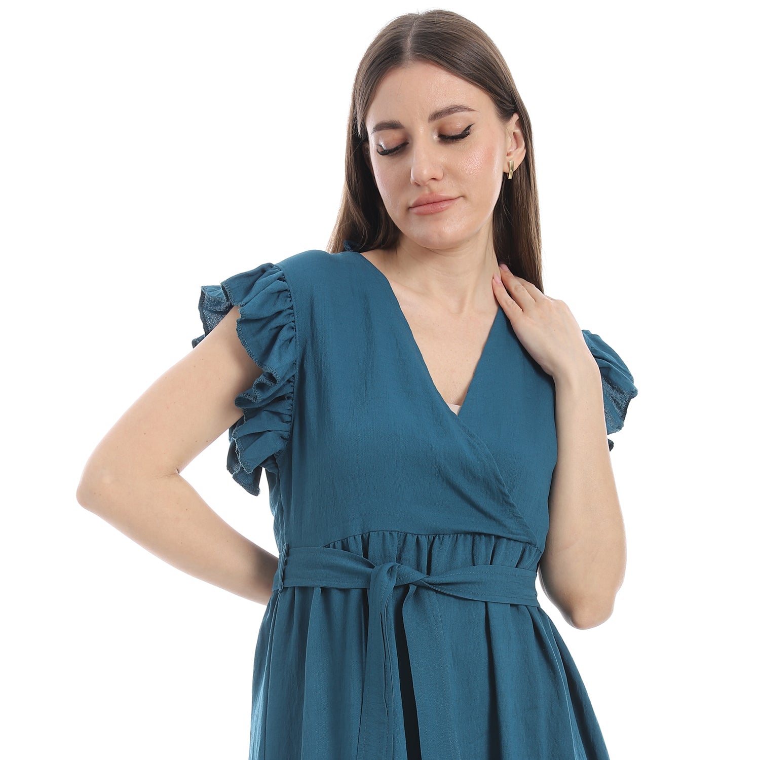 women casual dresses with V-neck and sleeveless, فستان حريمي بكات  رقبه على شكل v