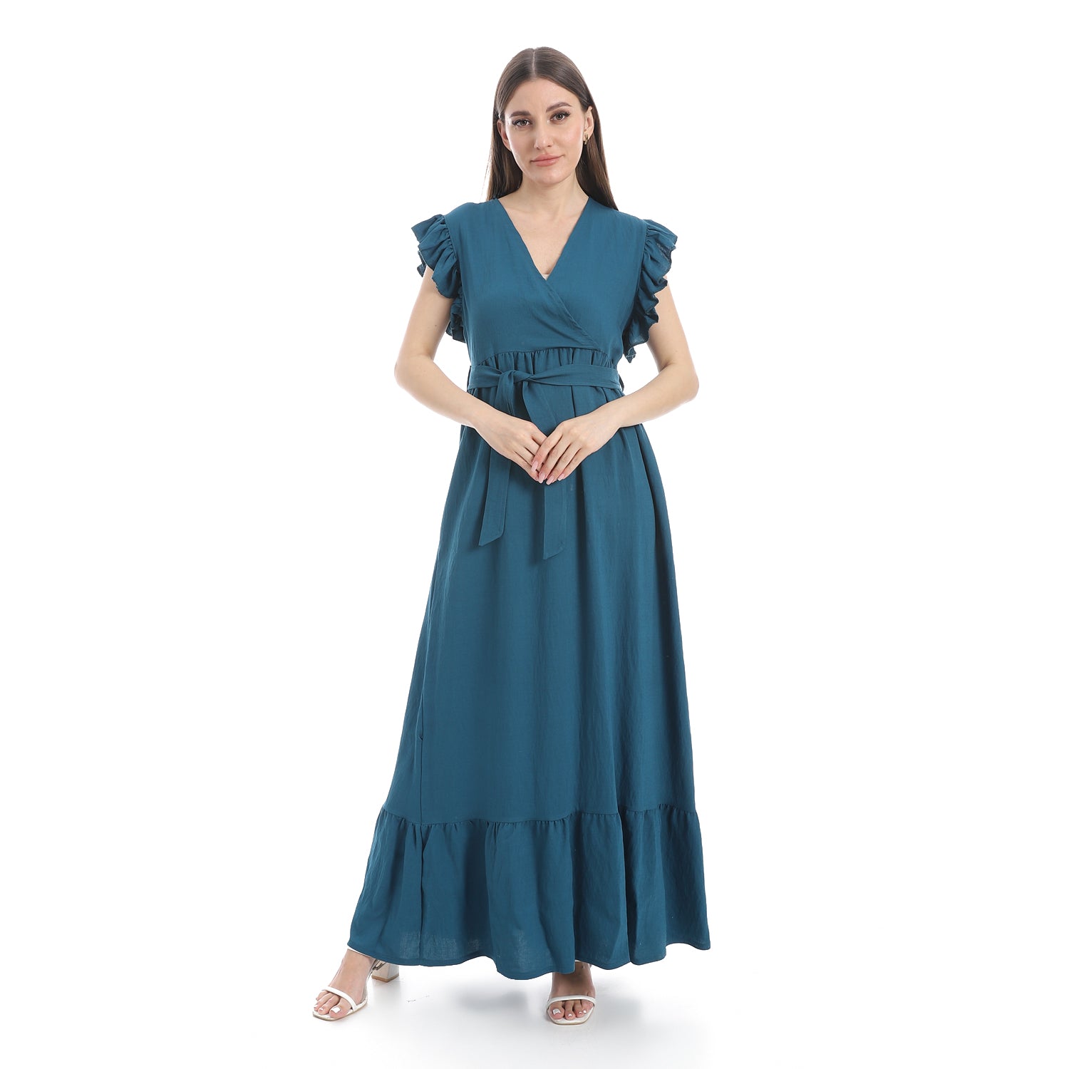 women casual dresses with V-neck and sleeveless, فستان حريمي بكات  رقبه على شكل v