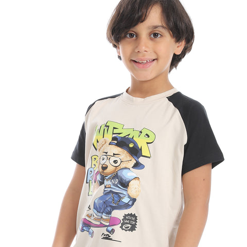 Boy's cotton set with T-Shirt and Shorts - طقم اولادي قطن بتيشيرت وشورت 