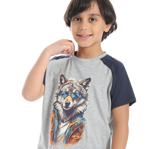Boy's cotton set with T-Shirt and Shorts - طقم اولادي قطن بتيشيرت وشورت 