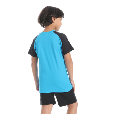 Boy's cotton set with T-Shirt and Shorts - طقم قطن اولادي بتيشيرت وشورت 