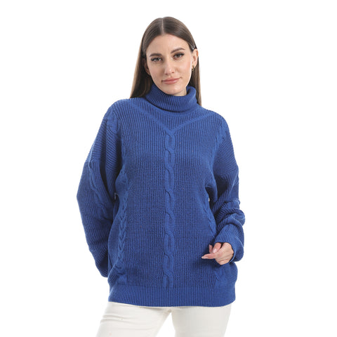 women wool plain pullover with High neck and multidesign