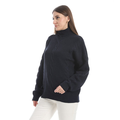 women wool plain pullover with High neck and multidesign