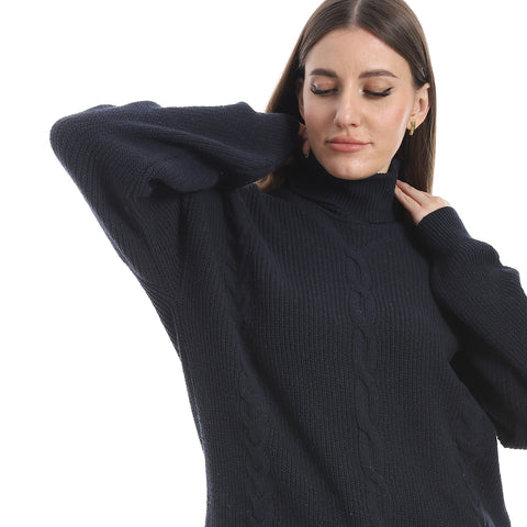 women wool plain pullover with High neck and multidesign