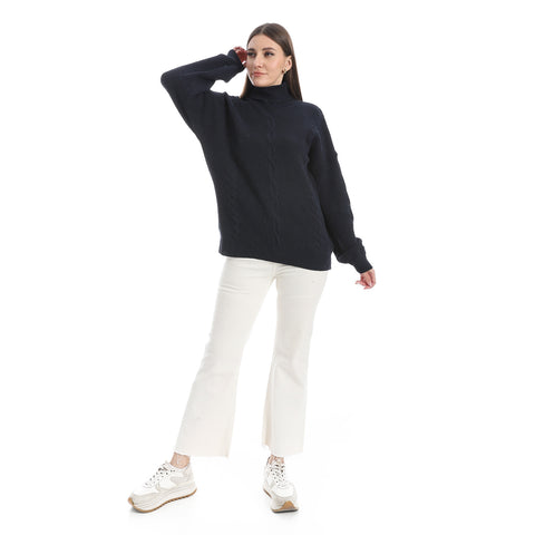 women wool plain pullover with High neck and multidesign