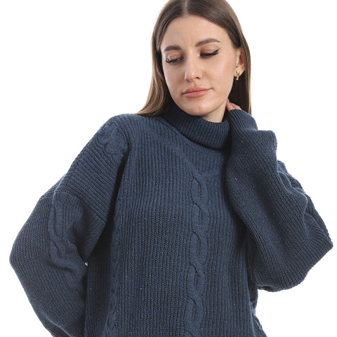 women wool plain pullover with High neck and multidesign