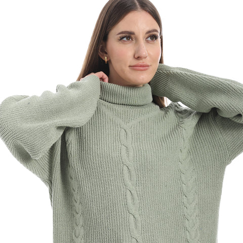 women wool plain pullover with High neck and multidesign