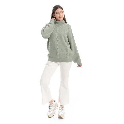 women wool plain pullover with High neck and multidesign