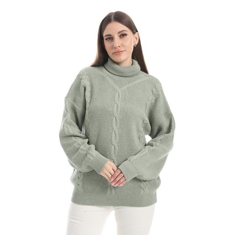 women wool plain pullover with High neck and multidesign