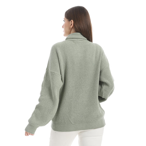 women wool plain pullover with High neck and multidesign