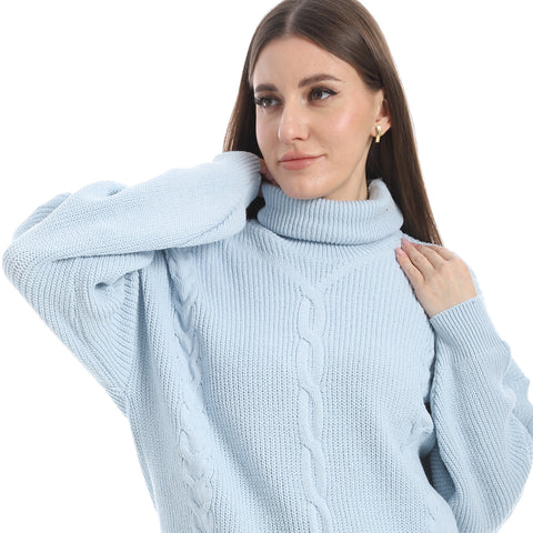 women wool plain pullover with High neck and multidesign