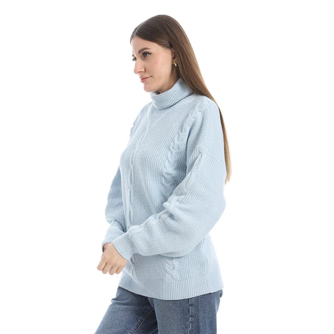 women wool plain pullover with High neck and multidesign