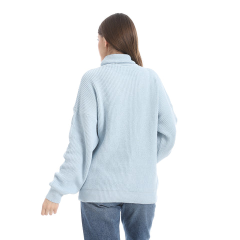 women wool plain pullover with High neck and multidesign