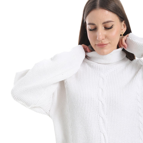 women wool plain pullover with High neck and multidesign