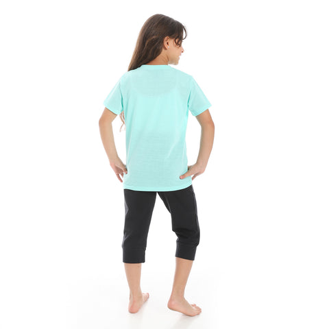 Girl's pajama set with T-Shirt and shorts- بيجامه بناتي قطن ,لبس بيتي بناتي 
