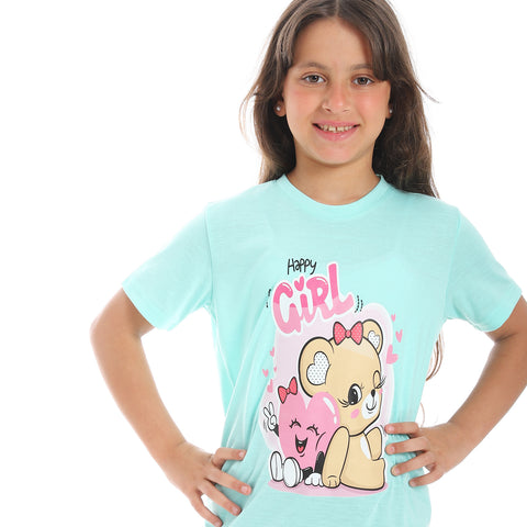 Girl's pajama set with T-Shirt and shorts- بيجامه بناتي قطن ,لبس بيتي بناتي 