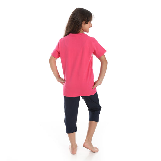 Girl's pajama set with T-Shirt and shorts from Caesar- بيجامه بناتي بتيشيرت وشورت بناتي 