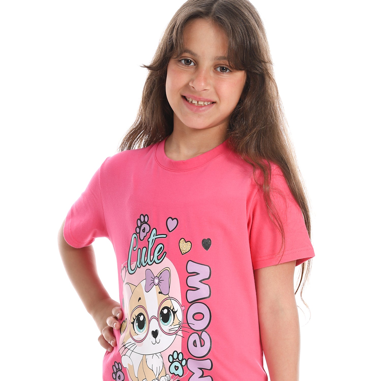 Girl's pajama set with T-Shirt and shorts from Caesar- بيجامه بناتي بتيشيرت وشورت بناتي 