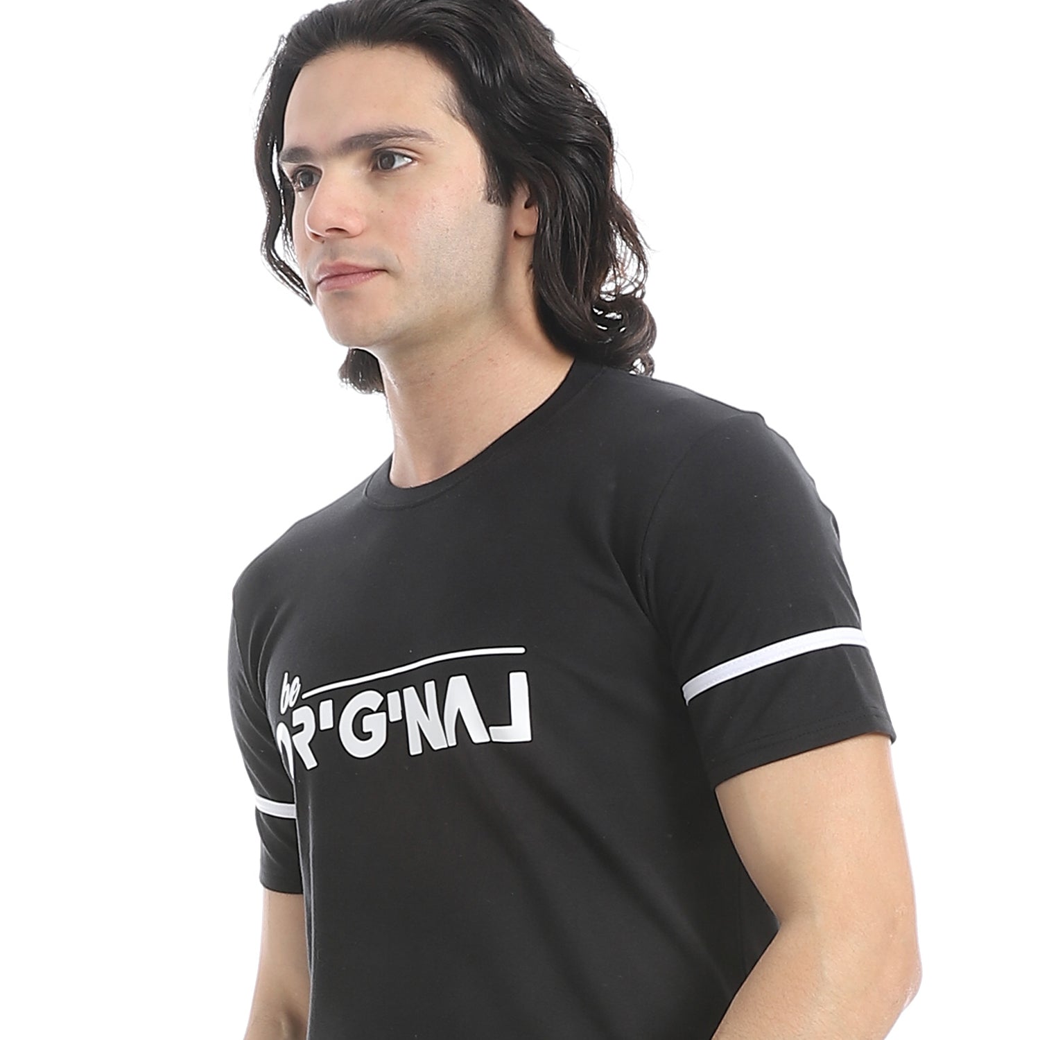 Men's cotton pajama with half sleeves-بيجامه رجالي من قطعتين تيشيرت بنص كم و بنطلون مريح بجيب 
