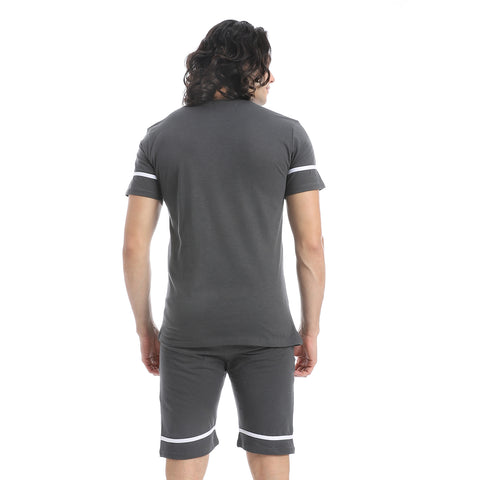 بيجامه قطن رجالي نص كم - بيجامات رجالي بشورت وتيشيرت  Men's cotton pajama with half sleeves