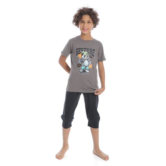 Boys cotton t-shirt with short sleeves and Premuda- بيجامه قطن أولادي 