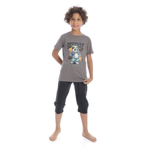 Boys cotton t-shirt with short sleeves and Premuda- بيجامه قطن أولادي 