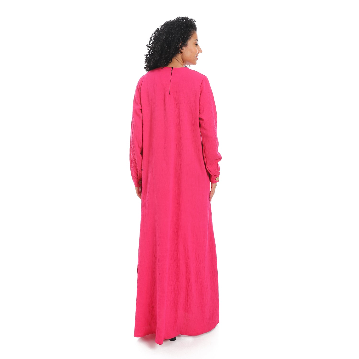 women linen abaya with long sleevesو عبايه كتان حريمي بجيب امامي 