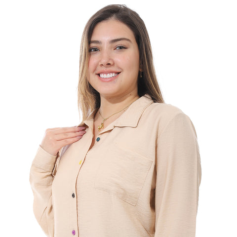 Women's linen Shirt with a round back-قميص نسائي للسهره في مصر - قميص نسائي في مصر 