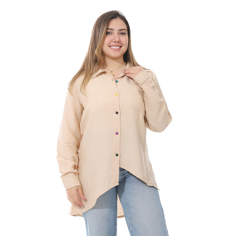 Women's linen Shirt with a round back-قميص نسائي للسهره في مصر - قميص نسائي في مصر 