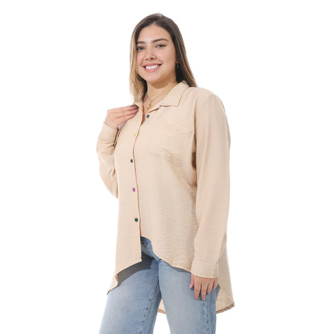 Women's linen Shirt with a round back-قميص نسائي للسهره في مصر - قميص نسائي في مصر 