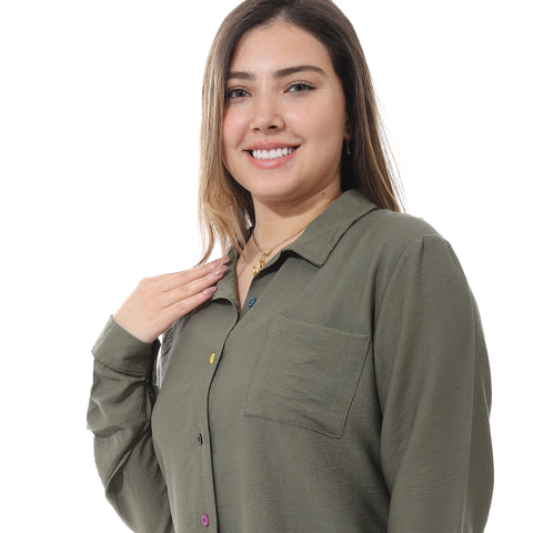 Women's linen Shirt with a round back-قميص  كنان نسائي للسهره في مصر - قميص نسائي في مصر