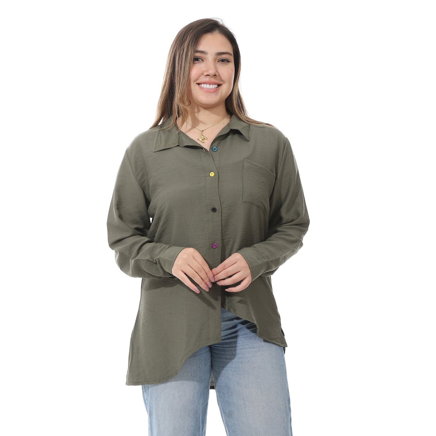 Women's linen Shirt with a round back-قميص نسائي للسهره في مصر - قميص نسائي في مصر 