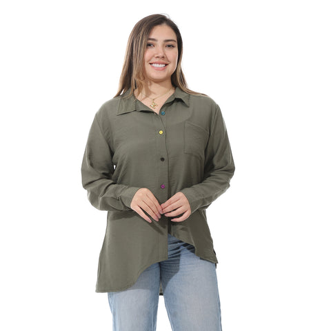 Women's linen Shirt with a round back-قميص نسائي للسهره في مصر - قميص نسائي في مصر 