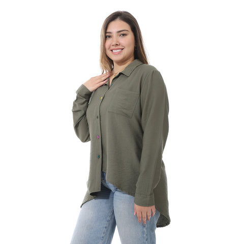 Women's linen Shirt with a round back-قميص نسائي للسهره في مصر - قميص نسائي في مصر 