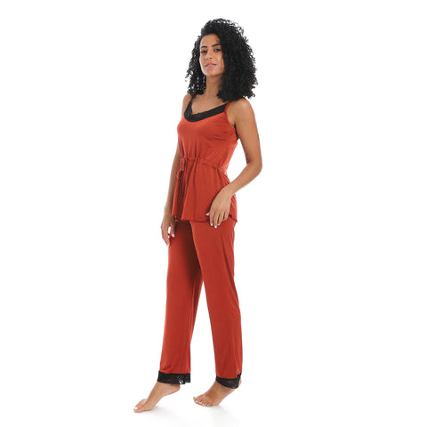 Women's pajamas set with sleeveless- بيجامه حريمي كات بدون اكمام -بيجامات حريمي في مصر لبس بيتي 
